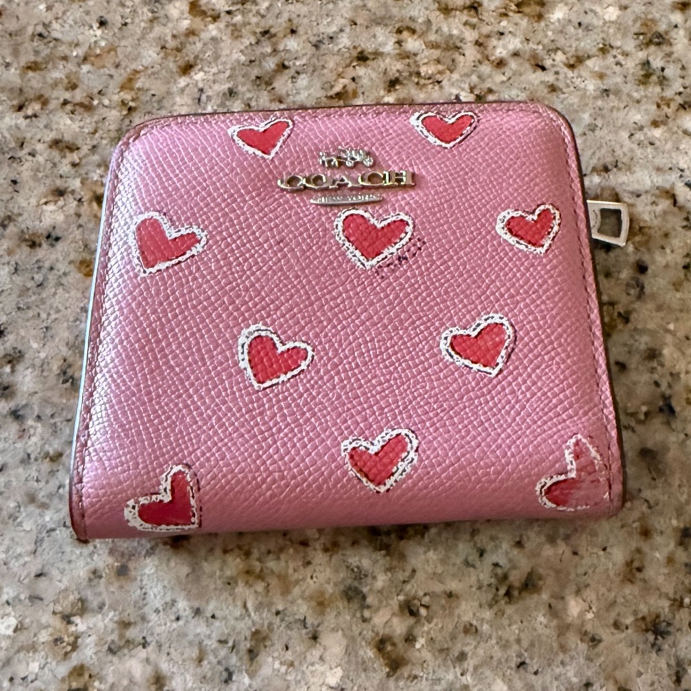 Coach Pink Heart-Patterned Wallet